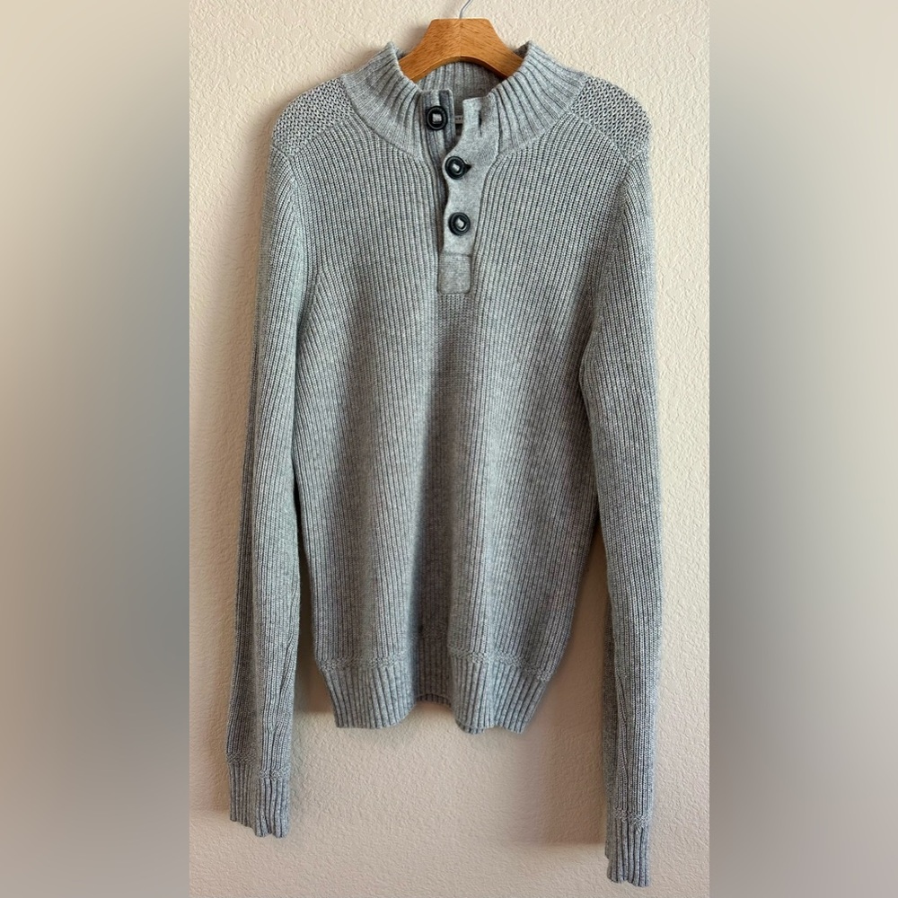 Abercrombie & Fitch Mens Large Muscle Henley Fisherman cotton cashmere size L